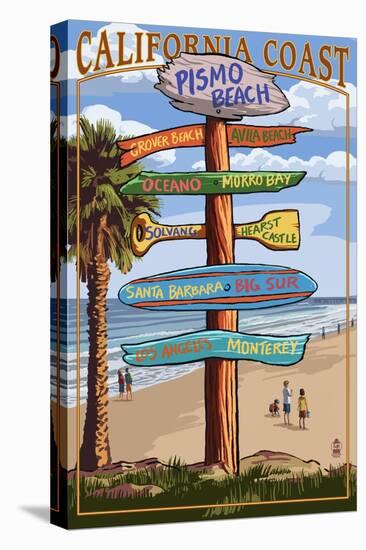 Pismo Beach, California - Destination Sign-Lantern Press-Stretched Canvas