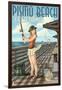 Pismo Beach, California - Fishing Pinup Girl-Lantern Press-Framed Art Print