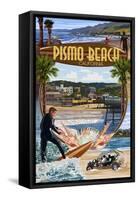 Pismo Beach, California - Montage Scenes-Lantern Press-Framed Stretched Canvas