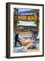 Pismo Beach, California - Montage Scenes-Lantern Press-Framed Art Print