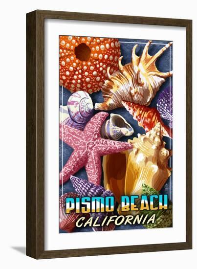 Pismo Beach, California - Shell Montage-Lantern Press-Framed Art Print
