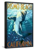 Pismo Beach, California - Stylized Sharks-Lantern Press-Framed Art Print