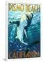 Pismo Beach, California - Stylized Sharks-Lantern Press-Framed Art Print