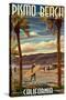 Pismo Beach, California - Surfer and Pier-Lantern Press-Stretched Canvas