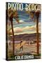 Pismo Beach, California - Surfer and Pier-Lantern Press-Stretched Canvas