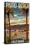 Pismo Beach, California - Surfer and Pier-Lantern Press-Stretched Canvas