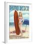 Pismo Beach, California - Surfer Pinup Girl-Lantern Press-Framed Art Print