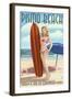 Pismo Beach, California - Surfer Pinup Girl-Lantern Press-Framed Art Print