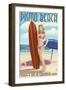 Pismo Beach, California - Surfer Pinup Girl-Lantern Press-Framed Art Print