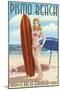 Pismo Beach, California - Surfer Pinup Girl-Lantern Press-Mounted Art Print