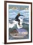 Pismo Beach, California - Surfer Scene-Lantern Press-Framed Art Print