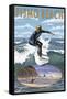 Pismo Beach, California - Surfer Scene-Lantern Press-Framed Stretched Canvas