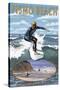 Pismo Beach, California - Surfer Scene-Lantern Press-Stretched Canvas