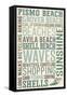 Pismo Beach, California - Typography-Lantern Press-Framed Stretched Canvas