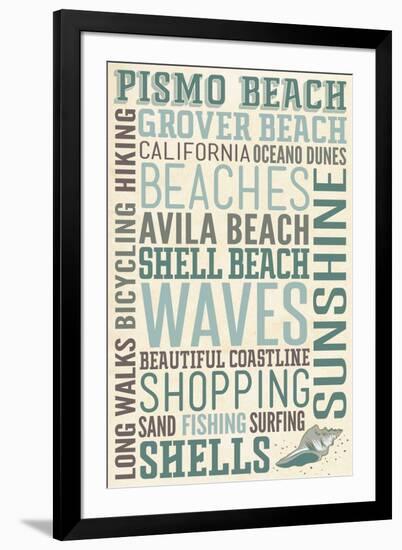 Pismo Beach, California - Typography-Lantern Press-Framed Art Print