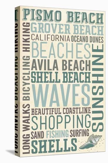Pismo Beach, California - Typography-Lantern Press-Stretched Canvas