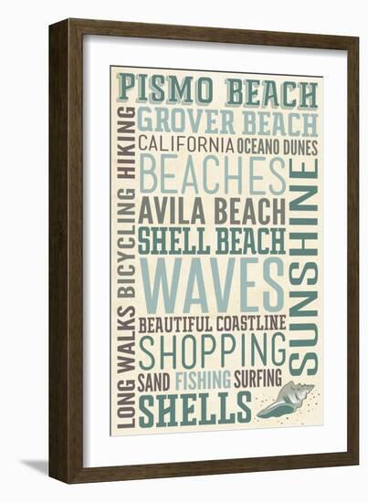 Pismo Beach, California - Typography-Lantern Press-Framed Art Print