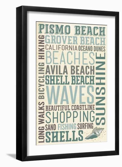 Pismo Beach, California - Typography-Lantern Press-Framed Art Print