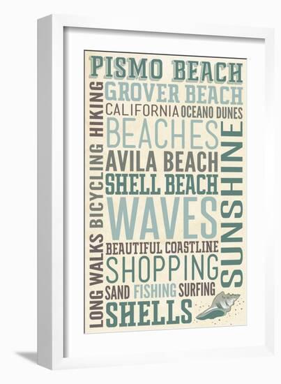 Pismo Beach, California - Typography-Lantern Press-Framed Art Print