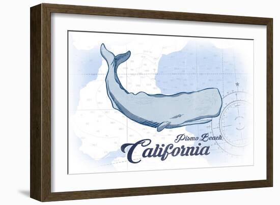 Pismo Beach, California - Whale - Blue - Coastal Icon-Lantern Press-Framed Art Print