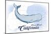 Pismo Beach, California - Whale - Blue - Coastal Icon-Lantern Press-Mounted Art Print