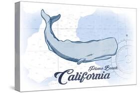 Pismo Beach, California - Whale - Blue - Coastal Icon-Lantern Press-Stretched Canvas