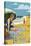 Pismo Beach, California - Woman and Beach Scene-Lantern Press-Stretched Canvas