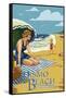 Pismo Beach, California - Woman and Beach Scene-Lantern Press-Framed Stretched Canvas