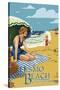 Pismo Beach, California - Woman and Beach Scene-Lantern Press-Stretched Canvas