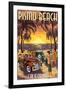 Pismo Beach, California - Woodies and Sunset-Lantern Press-Framed Art Print