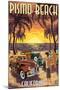 Pismo Beach, California - Woodies and Sunset-Lantern Press-Mounted Art Print