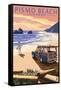 Pismo Beach, California - Woody and Beach-Lantern Press-Framed Stretched Canvas