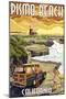 Pismo Beach, California - Woody and Lighthouse-Lantern Press-Mounted Art Print