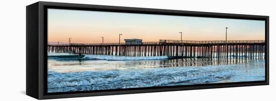 Pismo Beach pier at sunrise, San Luis Obispo County, California, USA-null-Framed Stretched Canvas