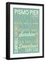 Pismo Pier, California - Typography-Lantern Press-Framed Art Print