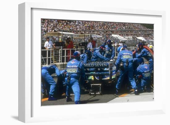 Pit Stop for Michael Schumacher's Benetton-Ford, 1994-null-Framed Photographic Print