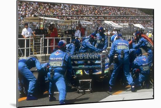 Pit Stop for Michael Schumacher's Benetton-Ford, 1994-null-Mounted Photographic Print