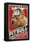 Pitbull - Retro Construction Company Ad-Lantern Press-Framed Stretched Canvas