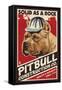 Pitbull - Retro Construction Company Ad-Lantern Press-Framed Stretched Canvas