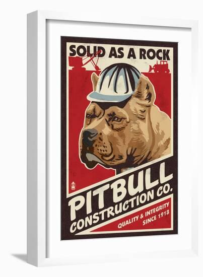 Pitbull - Retro Construction Company Ad-Lantern Press-Framed Art Print