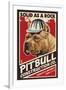 Pitbull - Retro Construction Company Ad-Lantern Press-Framed Art Print