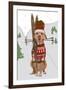Pitbull Skiing-Fab Funky-Framed Art Print