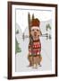 Pitbull Skiing-Fab Funky-Framed Art Print