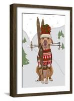 Pitbull Skiing-Fab Funky-Framed Art Print