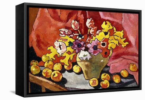 Pitcher, Anemones, Tulips and Apples; Cruche, Anemones, Tulipes Et Pommes, 1937 (Oil on Canvas)-Louis Valtat-Framed Stretched Canvas