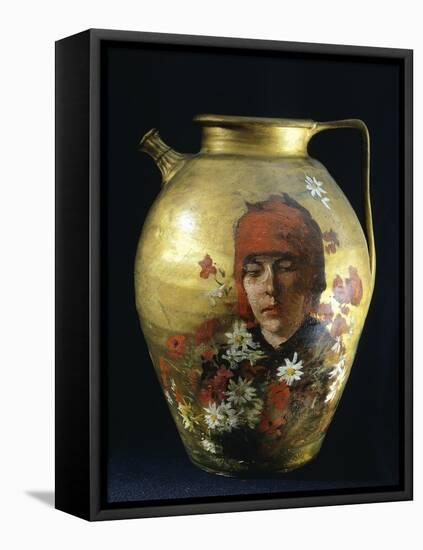 Pitcher with Figure of Woman-Silvestro Lega-Framed Stretched Canvas