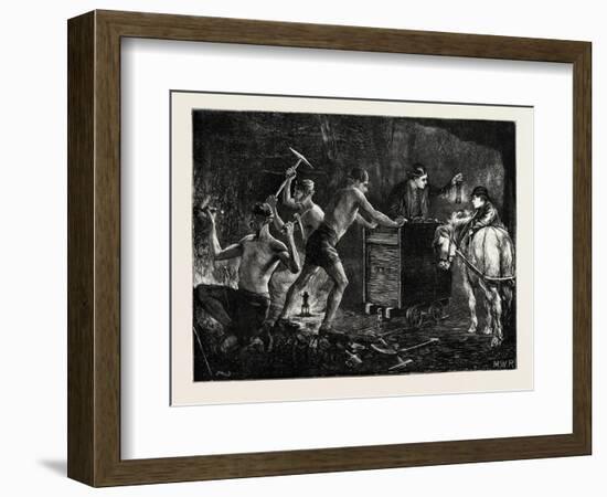 Pitmen Hewing the Coal in a Mine, 1871-null-Framed Giclee Print