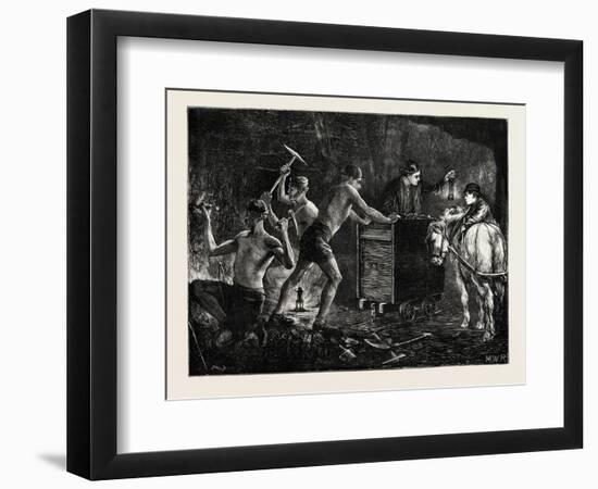 Pitmen Hewing the Coal in a Mine, 1871-null-Framed Giclee Print