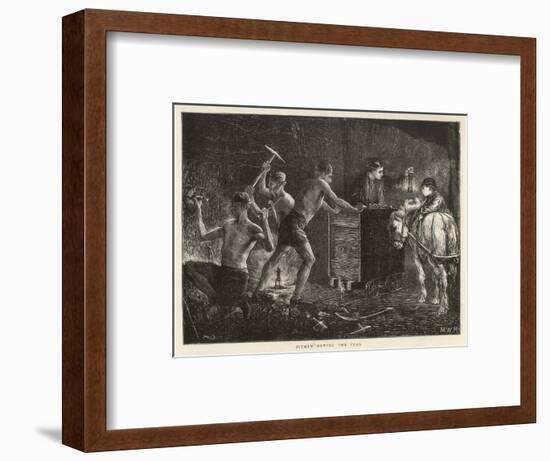 Pitmen Hewing the Coal South Durham: a Pit Pony Waits to Haul the Coal Away-M.w. Ridley-Framed Art Print