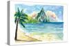 Pitons Saint Lucia with Incredible Caribbean Sunset In Soufriere Bay-M. Bleichner-Stretched Canvas